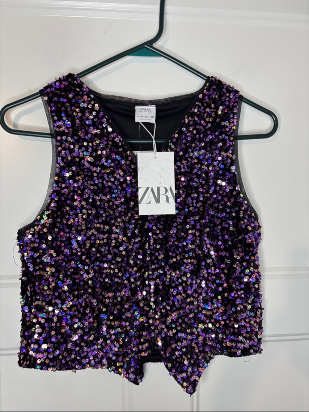 ZARA Girls Purple Sequin Vest